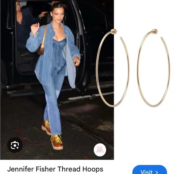 Jennifer Fisher 2.5 Thread Hoops in Plated Brass - Picture 3 of 14